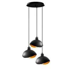 Hanglamp Sivani Shell 3-Lichts Getrapt Zwart