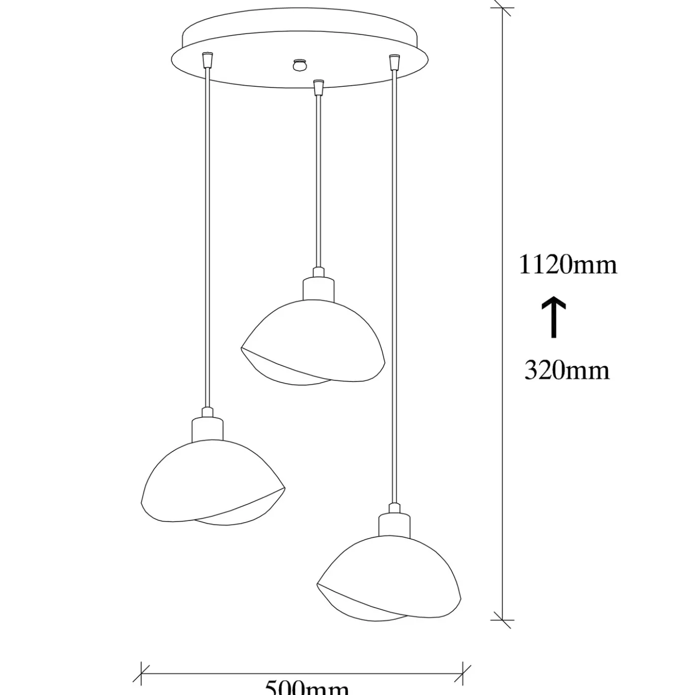Hanglamp Sivani Shell 3-Lichts Getrapt Zwart