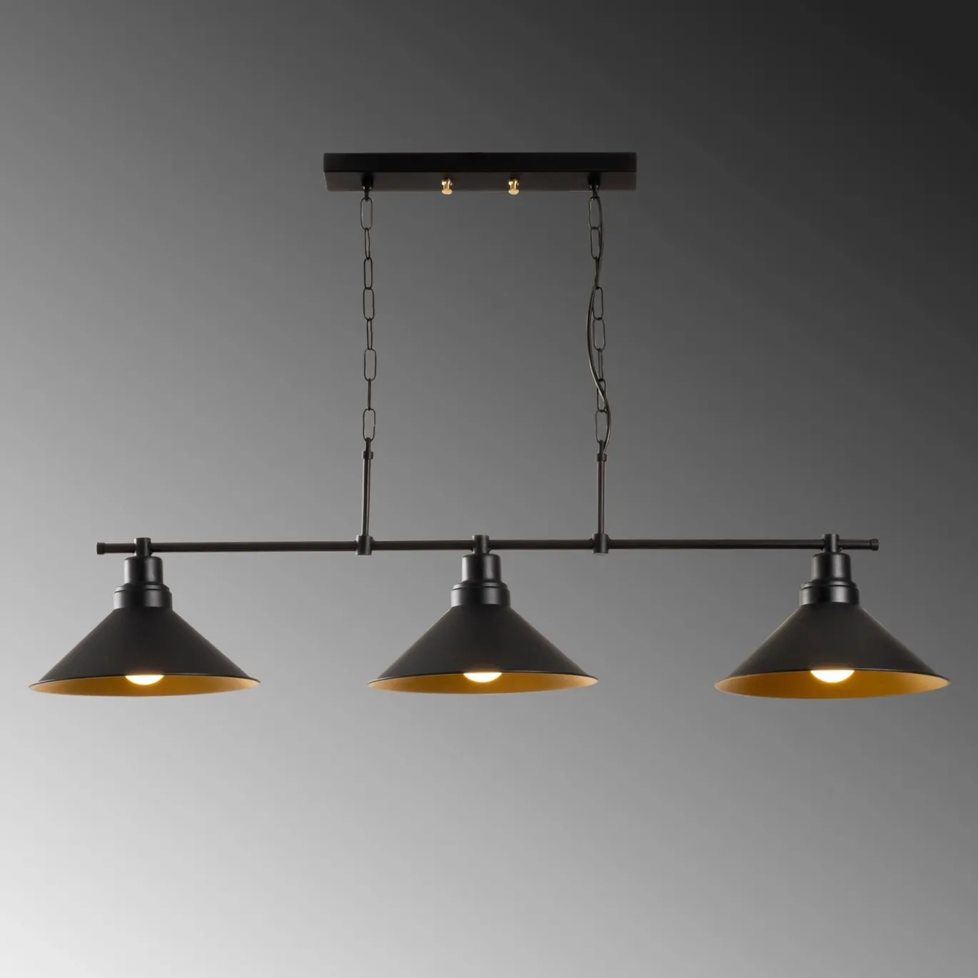 Hanglamp Sivani Vintage Zwart 3-Lichts