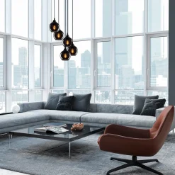 Hanglamp Smoked Bol 5-Lichts Zwart