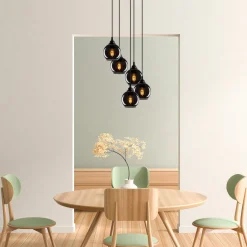 Hanglamp Smoked Bol 5-Lichts Zwart