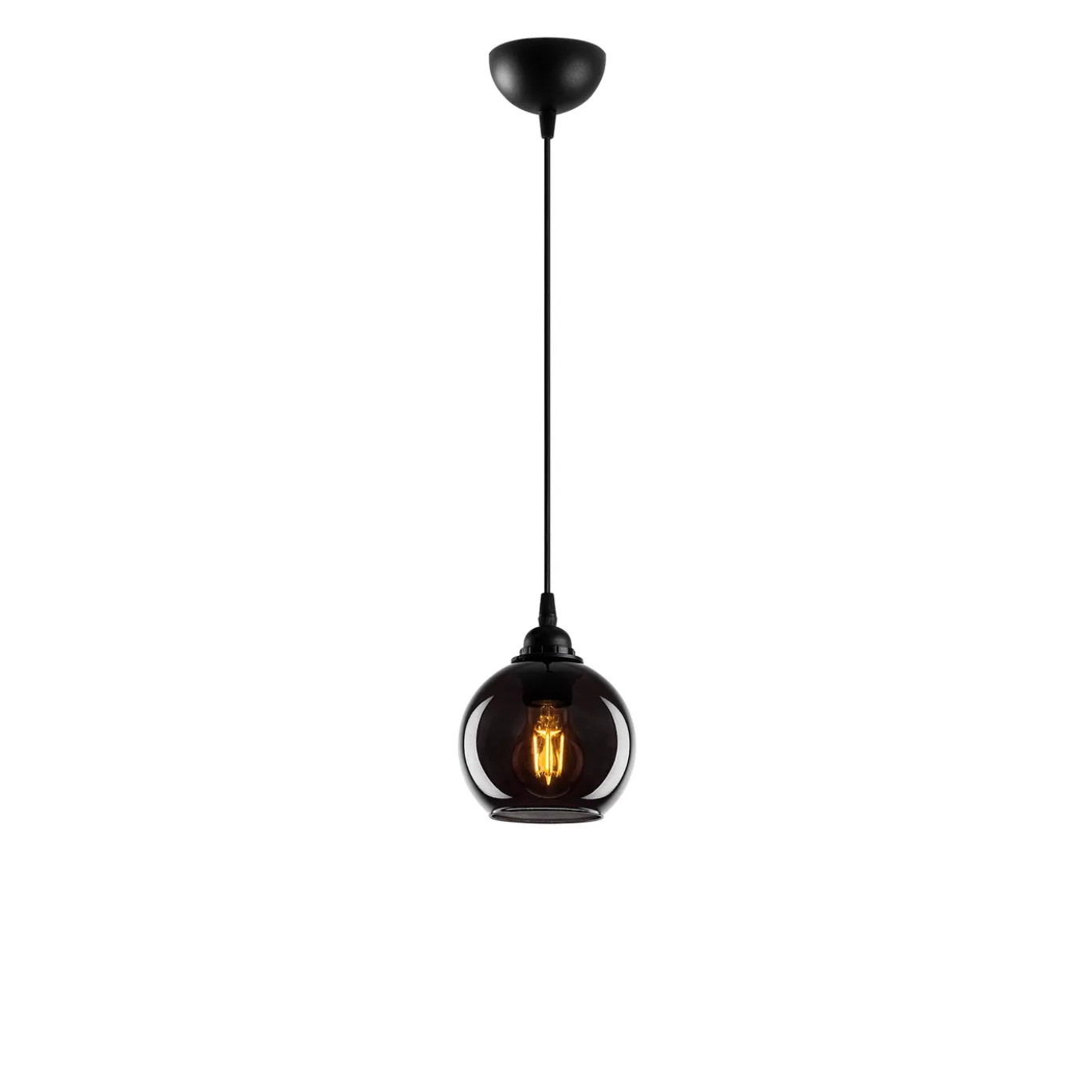 Hanglamp Smoked Bol 1-Lichts Zwart