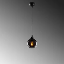Hanglamp Smoked Bol 1-Lichts Zwart