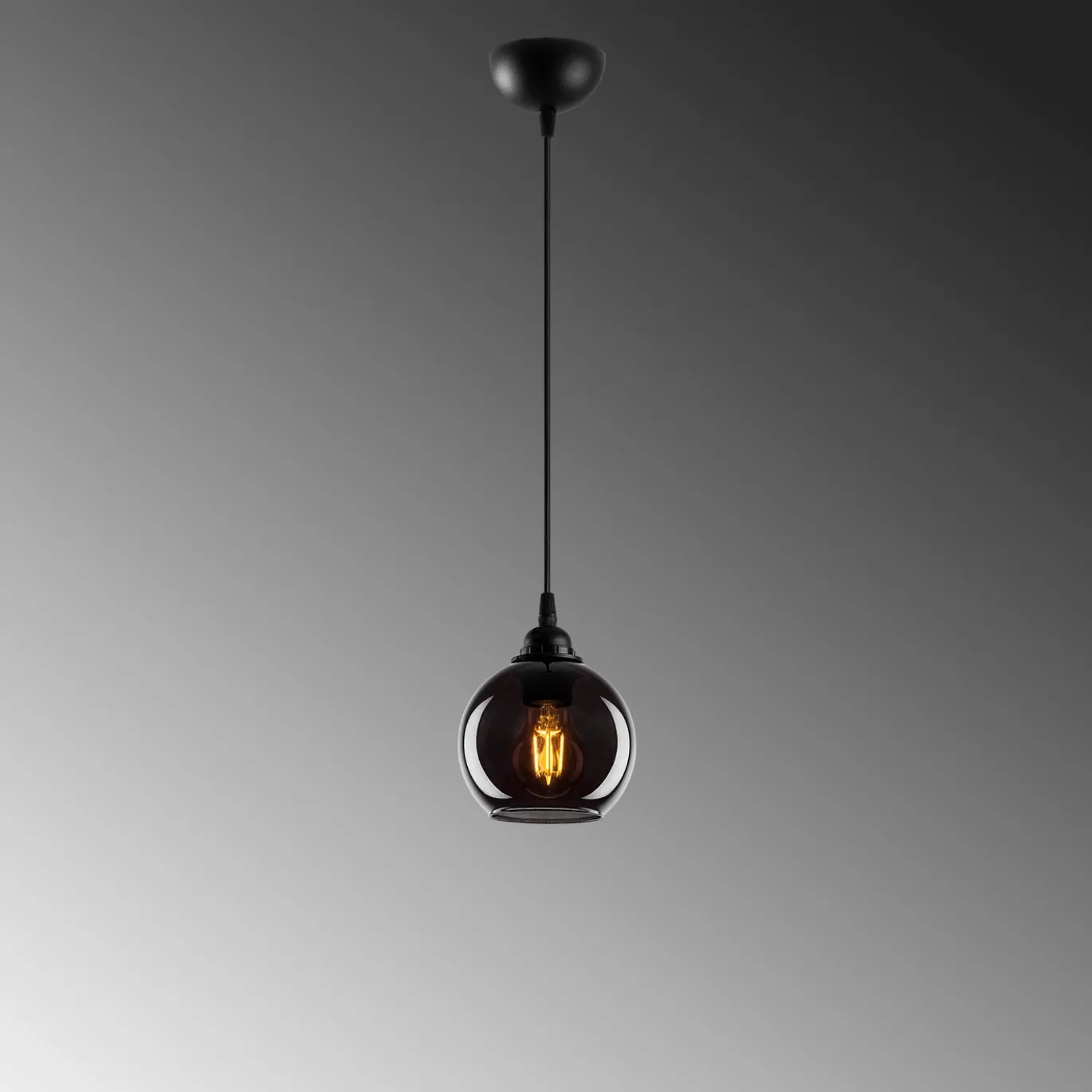 Hanglamp Smoked Bol 1-Lichts Zwart
