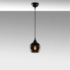 Hanglamp Smoked Bol 1-Lichts Zwart