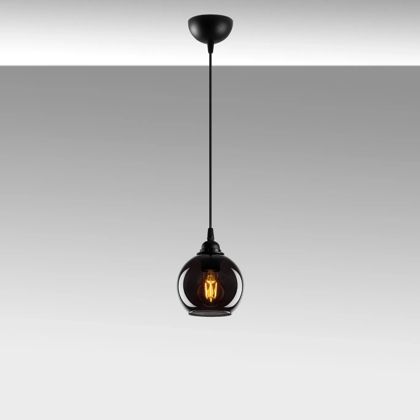 Hanglamp Smoked Bol 1-Lichts Zwart