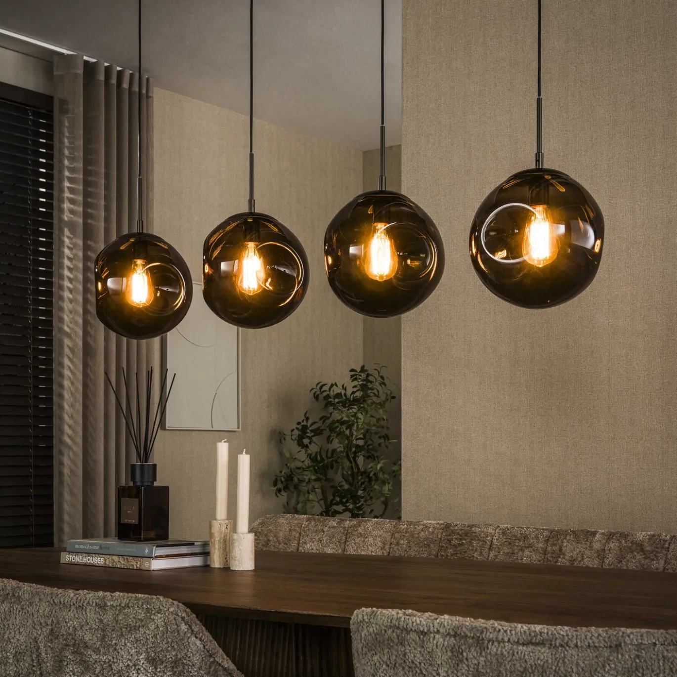 Hanglamp Stellar 4-lichts Sienna Bruin - Giga Meubel