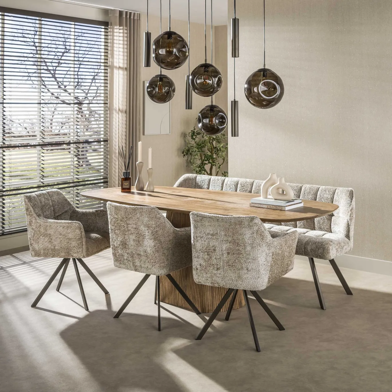 Hanglamp Stellar Pendel 5+4-lichts Sienna Bruin - Giga Meubel