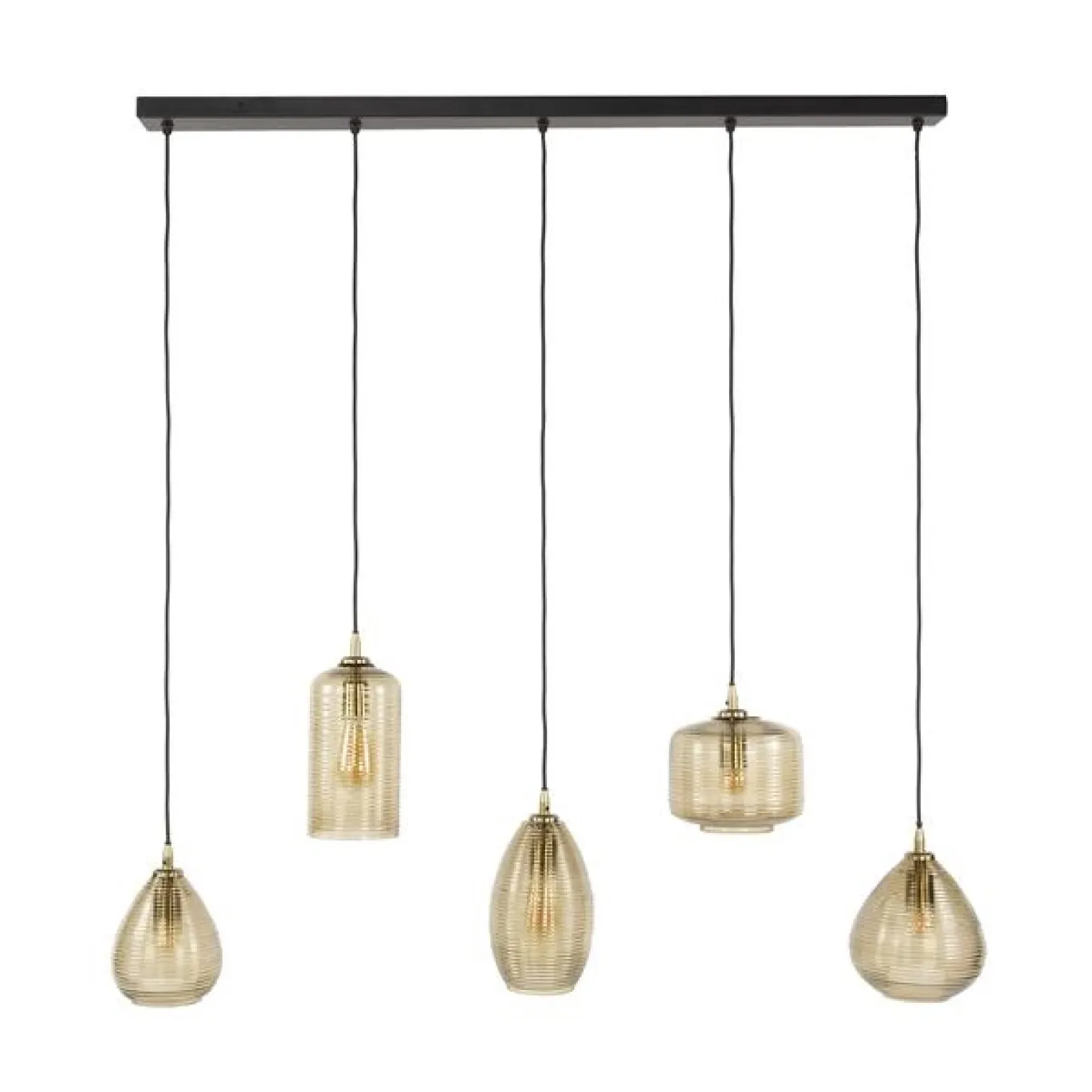 Hanglamp Stripe Glass Horizontaal 5-lichts Smoke Bruin - Giga Meubel