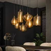 Hanglamp Stripe Horizontal 4+3-Lichts Glas Amber - Giga Meubel