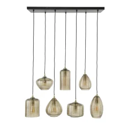 Hanglamp Stripe Horizontal 4+3-Lichts Glas Amber - Giga Meubel