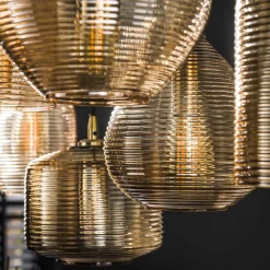 Hanglamp Stripe Horizontal 4+3-Lichts Glas Amber - Giga Meubel