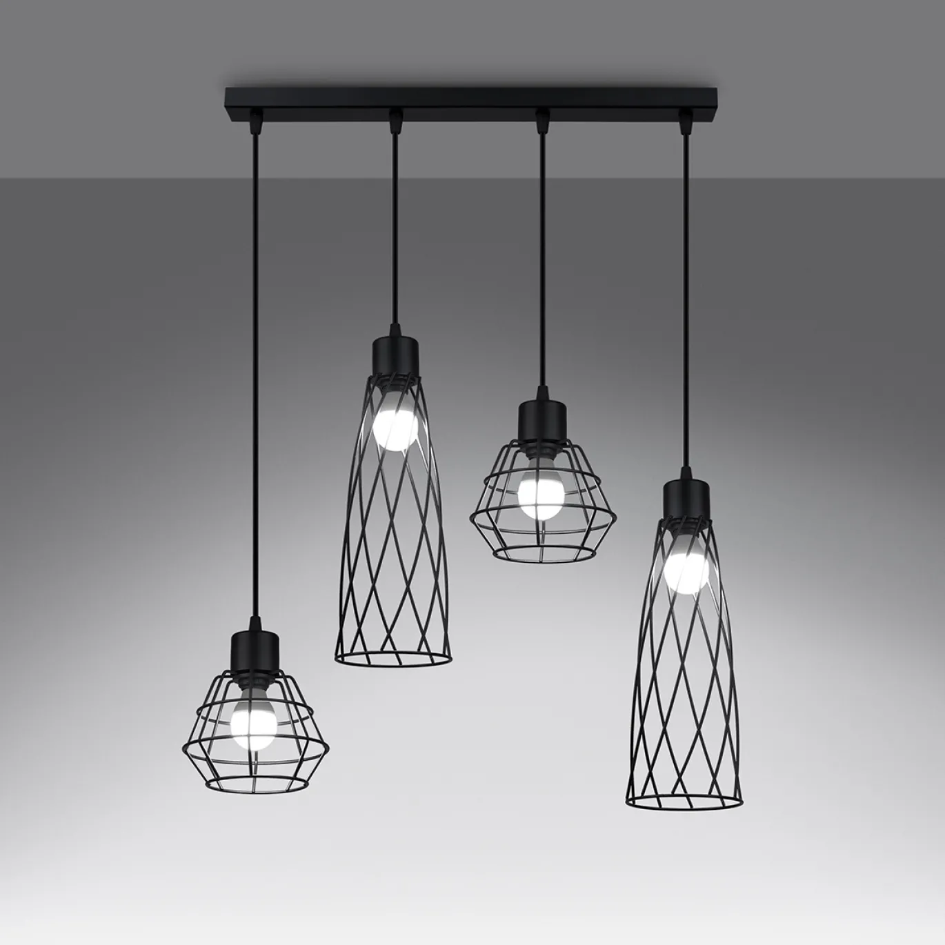 Hanglamp Suba 4-Lichts Zwart - Giga Meubel