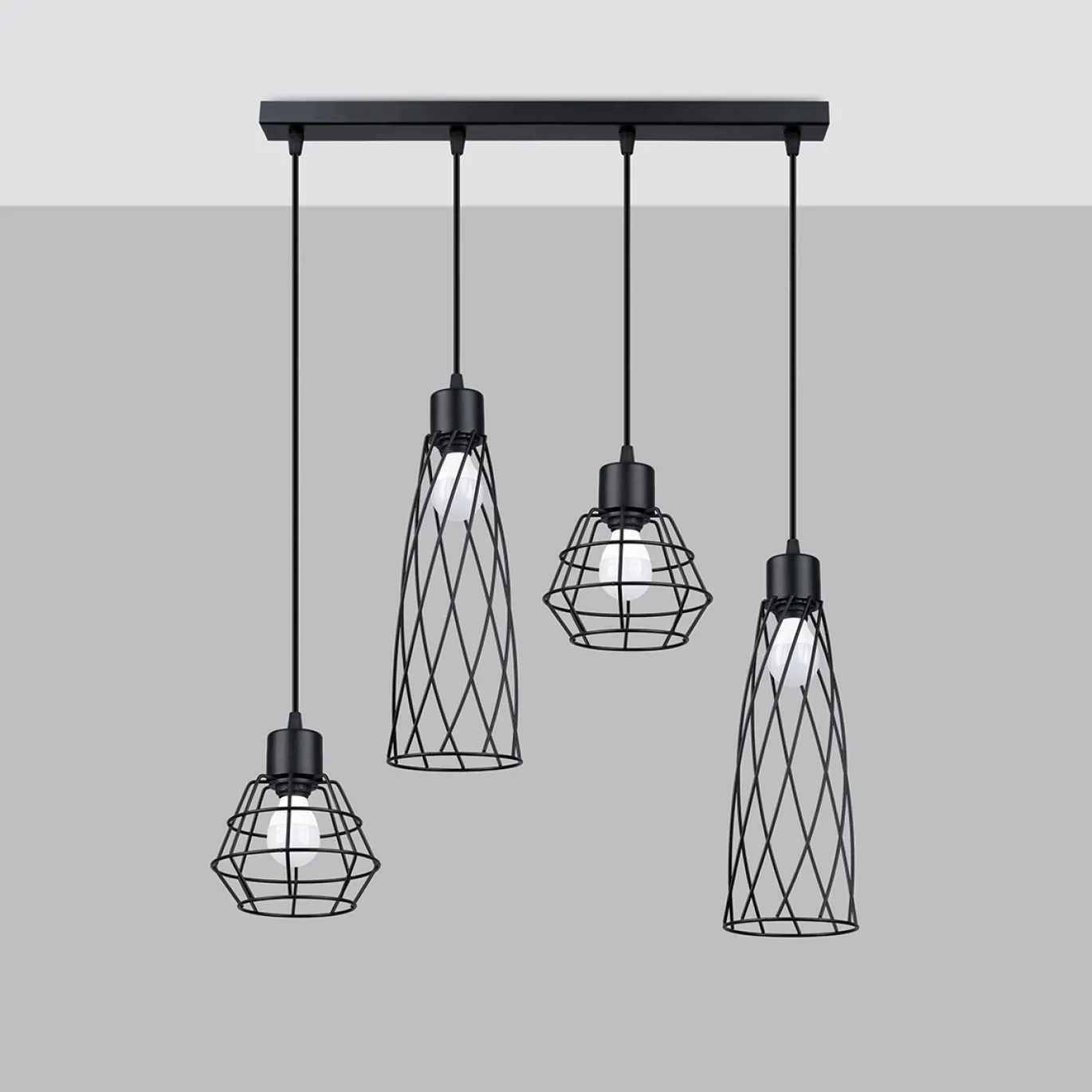 Hanglamp Suba 4-Lichts Zwart - Giga Meubel