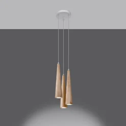 Hanglamp Sula 3-Lichts Getrapt Hout Naturel - Giga Meubel