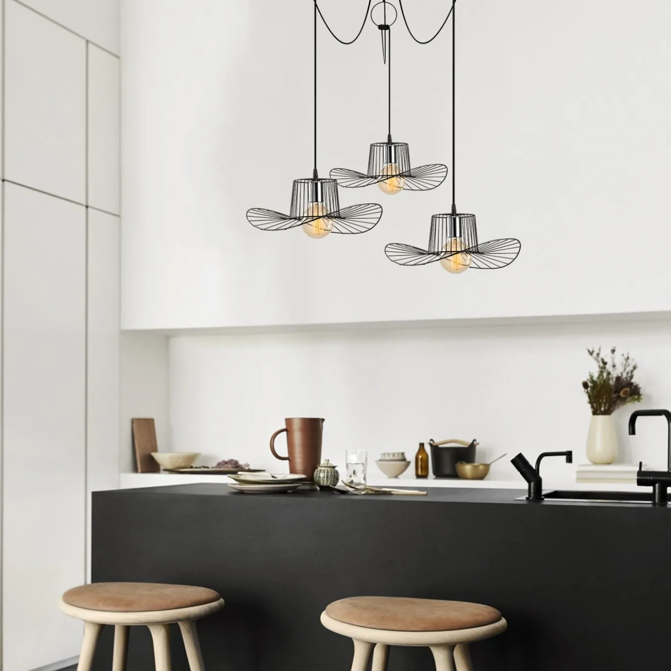 Hanglamp Tel Hat 3-Lichts Zwart