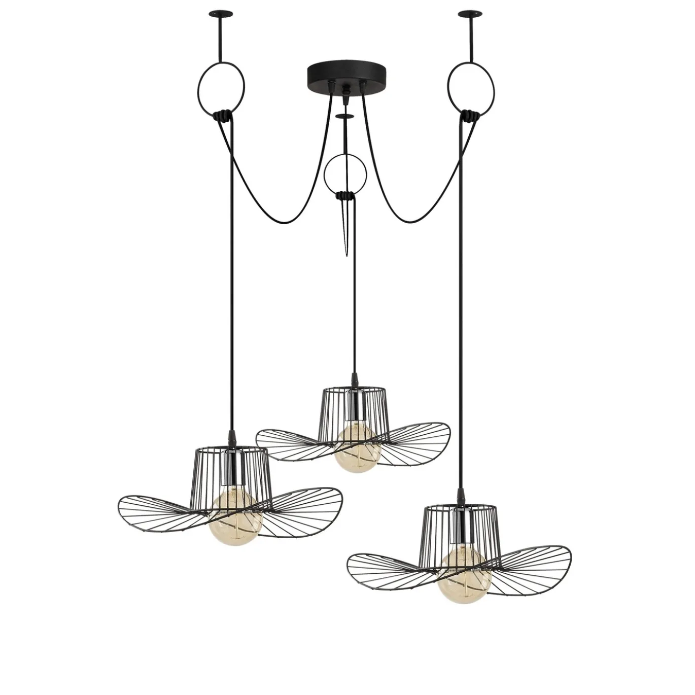 Hanglamp Tel Hat 3-Lichts Zwart