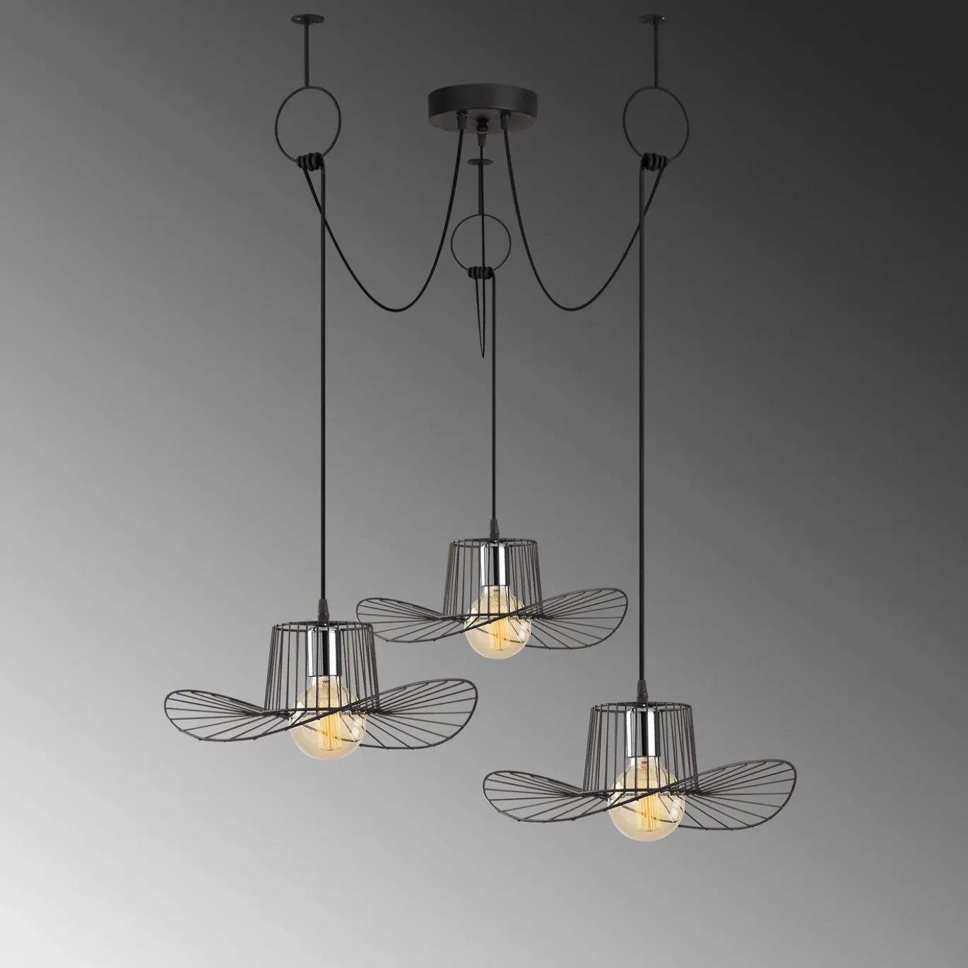 Hanglamp Tel Hat 3-Lichts Zwart