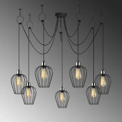 Hanglamp Tel Petal 7-Lichts Zwart