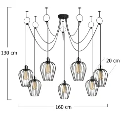 Hanglamp Tel Petal 7-Lichts Zwart