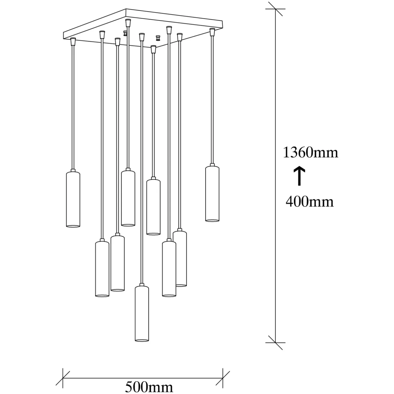 Hanglamp Tempo 9-Lichts Goud