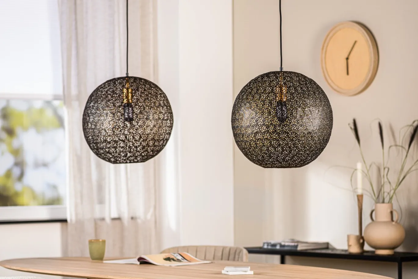 Hanglamp Truus 2-Lichts Zwart - Giga Meubel