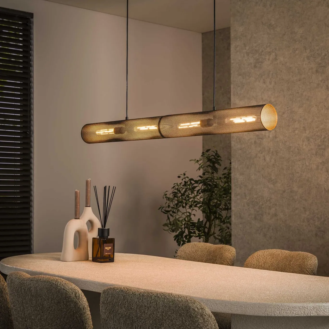 Hanglamp Tube Mesh Zwart 120cm - Giga Meubel