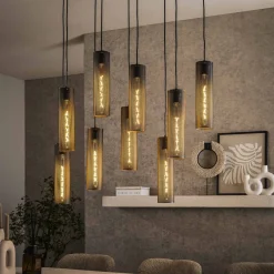 Hanglamp Tube Mesh Zwart 9-Lichts - Giga Meubel