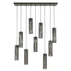 Hanglamp Tube Mesh Zwart 9-Lichts - Giga Meubel