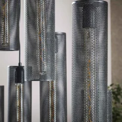 Hanglamp Tube Mesh Zwart 9-Lichts - Giga Meubel