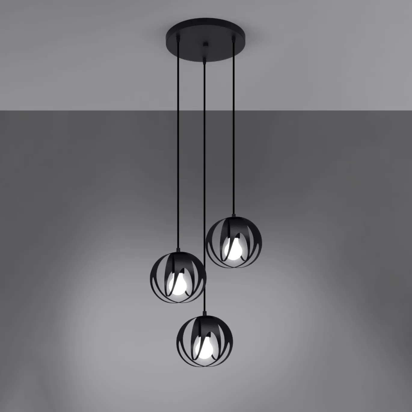 Hanglamp Tulos 3-Lichts Getrapt Zwart - Giga Meubel