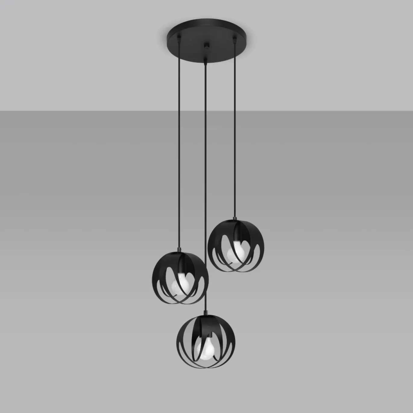 Hanglamp Tulos 3-Lichts Getrapt Zwart - Giga Meubel