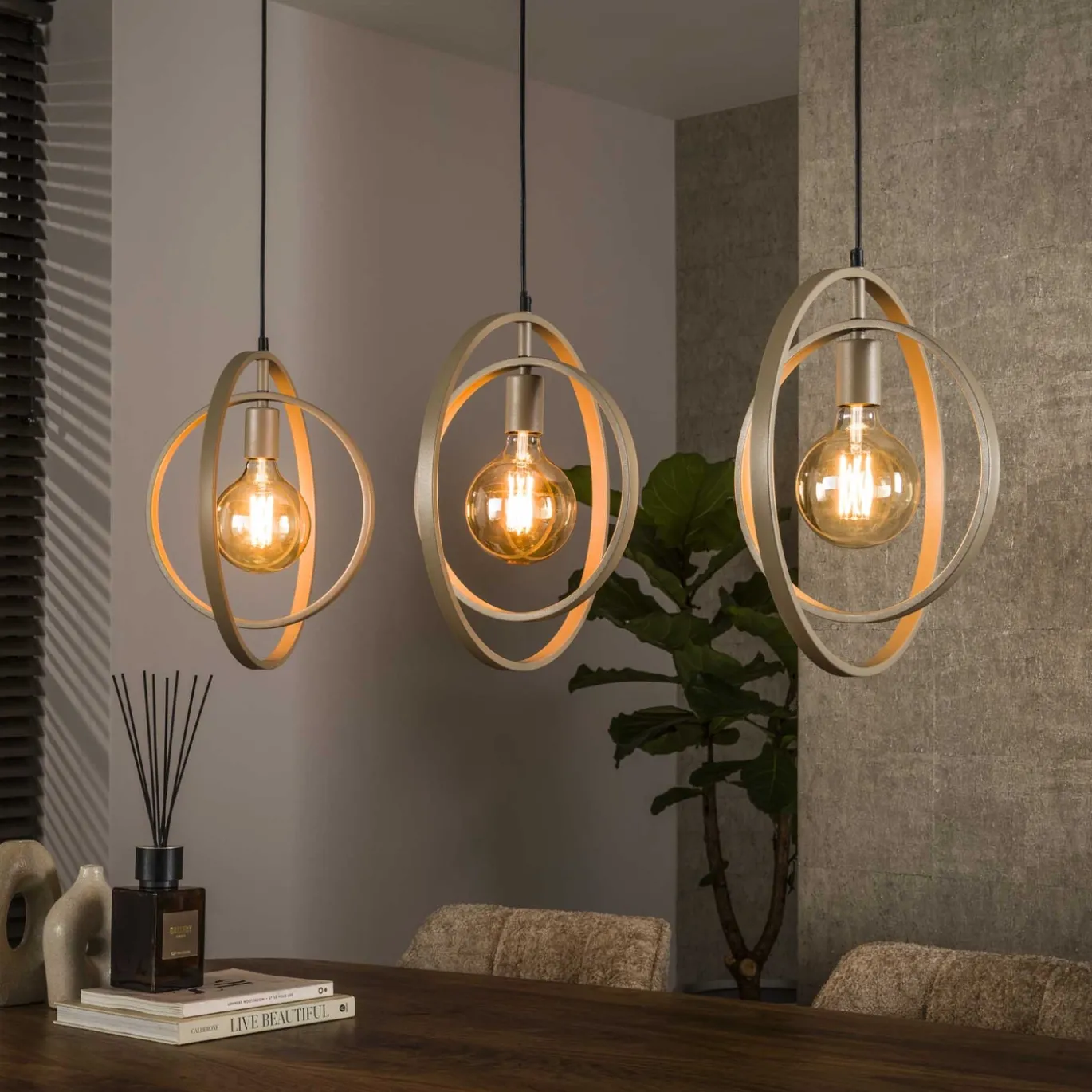 Hanglamp Turn Around 3-lichts Beige - Giga Meubel
