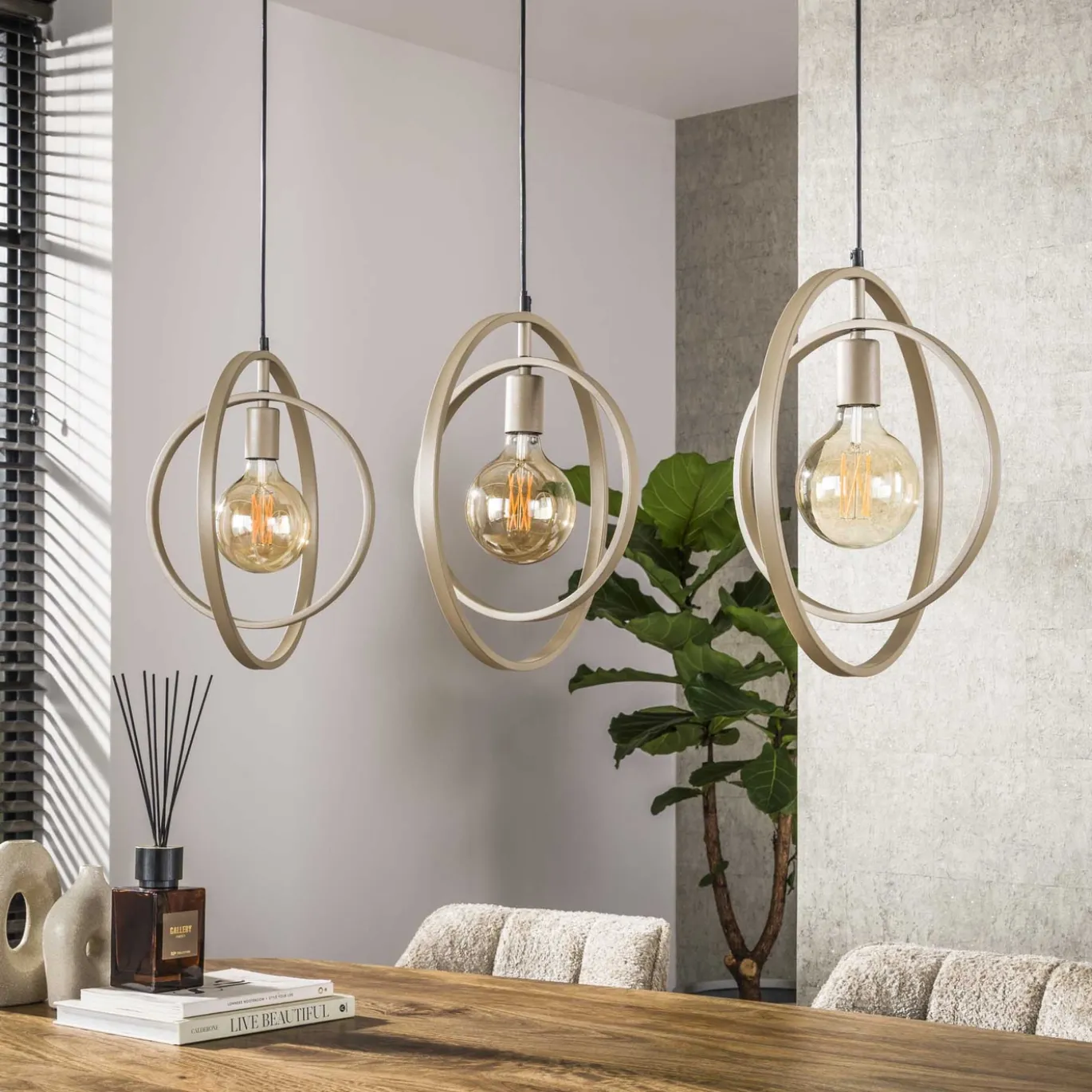 Hanglamp Turn Around 3-lichts Beige - Giga Meubel