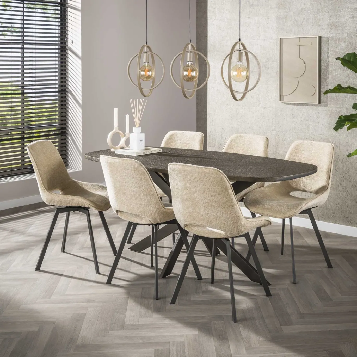 Hanglamp Turn Around 3-lichts Beige - Giga Meubel