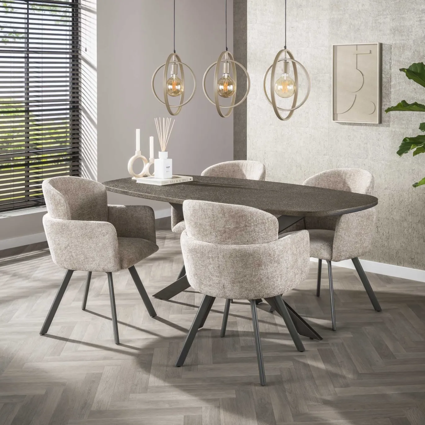 Hanglamp Turn Around 3-lichts Beige - Giga Meubel