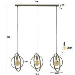 Hanglamp Turn Around 3-lichts Beige - Giga Meubel