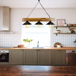 Hanglamp Uc Sapka Walnoot/Zwart 3-Lichts