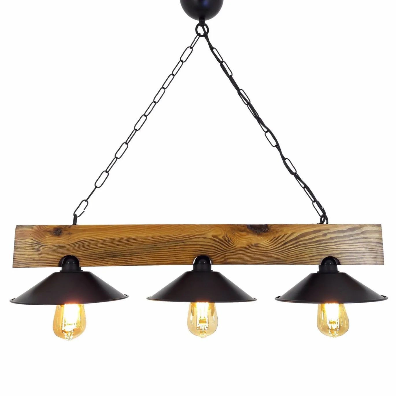 Hanglamp Uc Sapka Walnoot/Zwart 3-Lichts