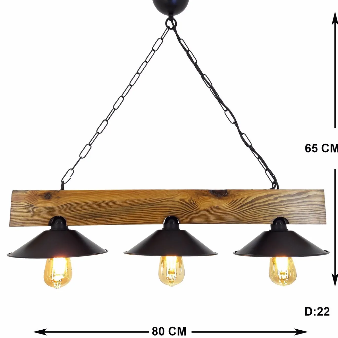 Hanglamp Uc Sapka Walnoot/Zwart 3-Lichts