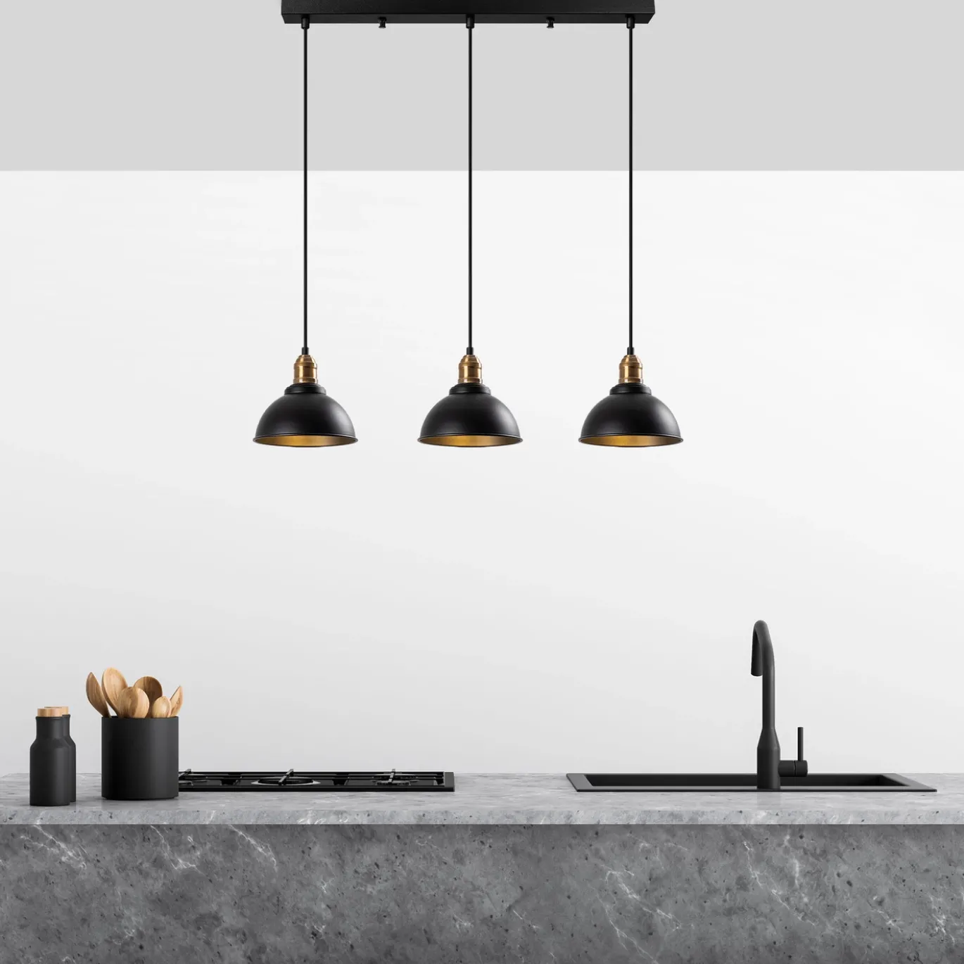 Hanglamp Varzan 3-Lichts Zwart