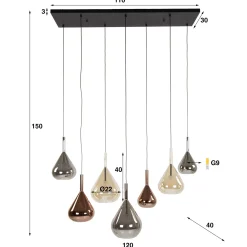 Hanglamp Wings Mix 7-Lichts Glas - Giga Meubel