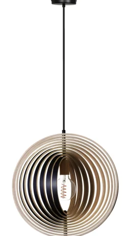 Hanglamp Woody Hout Naturel/Zwart Ø43cm - Giga Meubel