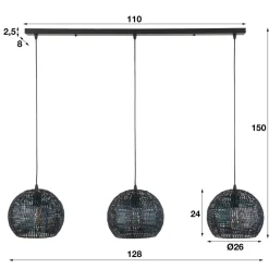 Hanglamp 3x Ø26 Armor Half Rond - Giga Meubel