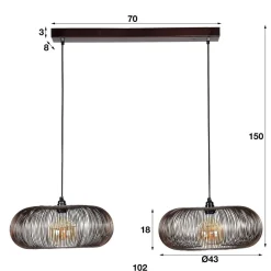 Hanglamp 2x Ø43 Disk Vorm Metaal - Giga Meubel