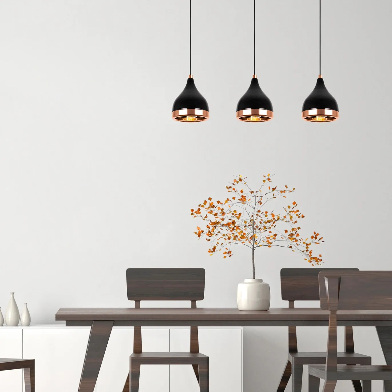 Hanglamp Yildo Zwart/Koper 3-Lichts