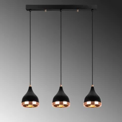 Hanglamp Yildo Zwart/Koper 3-Lichts