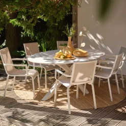 Hartman Dining Tuintafel Xander Ovaal Keramiek Wit 220x120cm