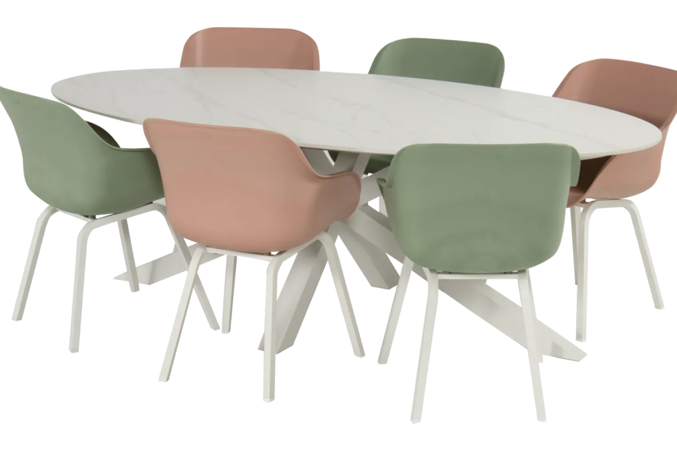 Hartman Dining Tuintafel Xander Ovaal Keramiek Wit 220x120cm