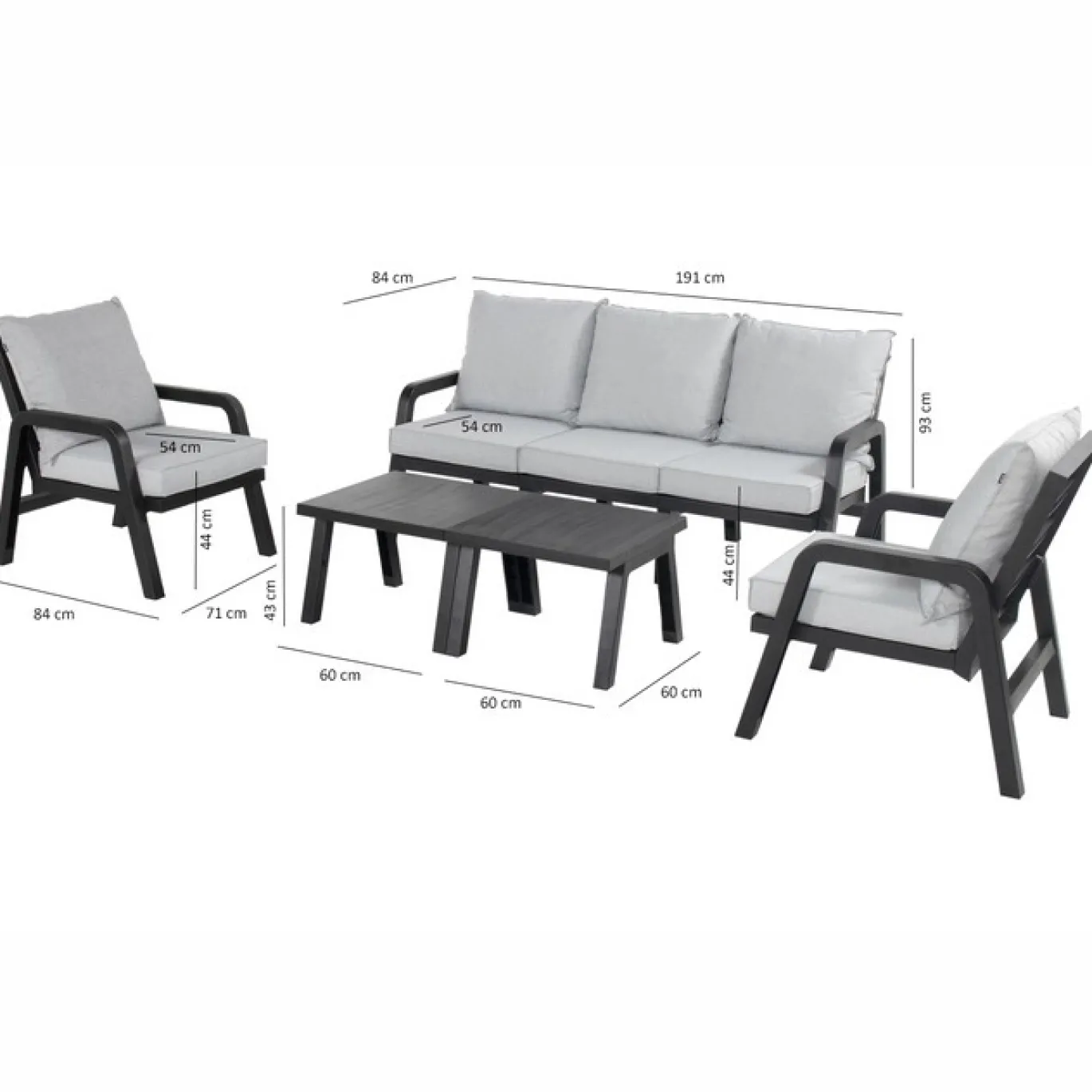 Hartman Ibiza 3-Zitsbank Loungeset Grijs